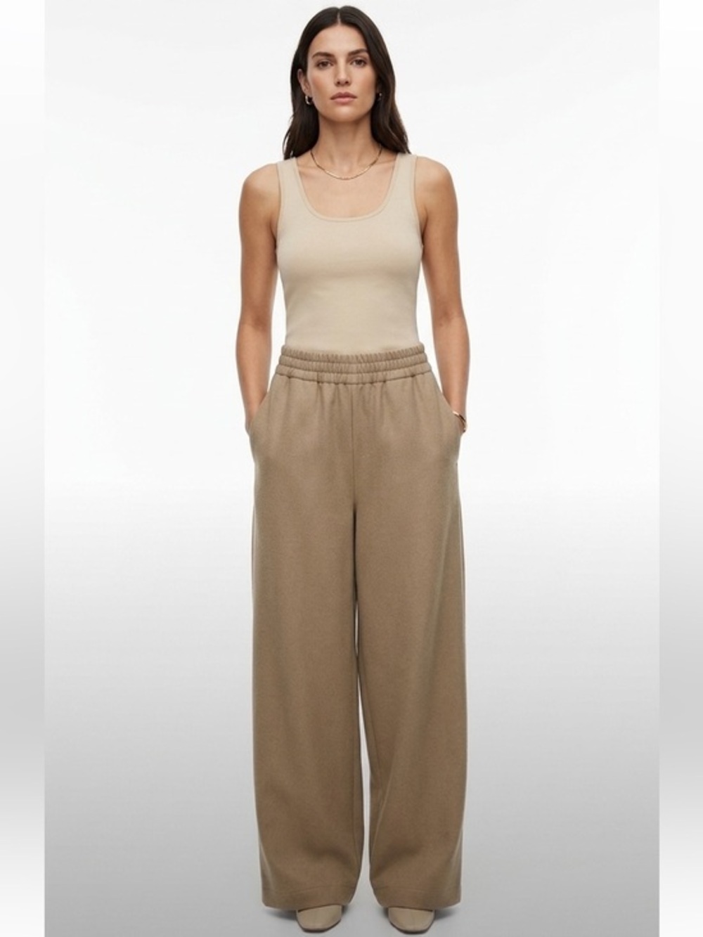 Oak + Fort Beige Highrise Wide Crop Cropped Sweatpants Size Extra Large